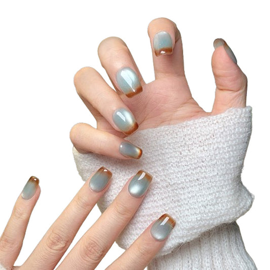 Light Celadon Gradient Press-On Nails