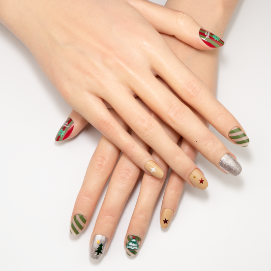 Winter Forest Christmas Tree Press-On Nails