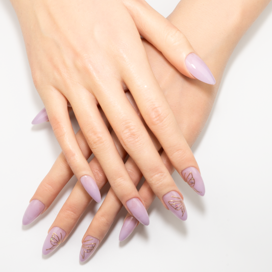 Pink Purple Gem Cat Eye Almond Press-On Nails