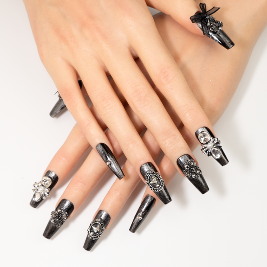 Midnight Rose Coffin Press-On Nails