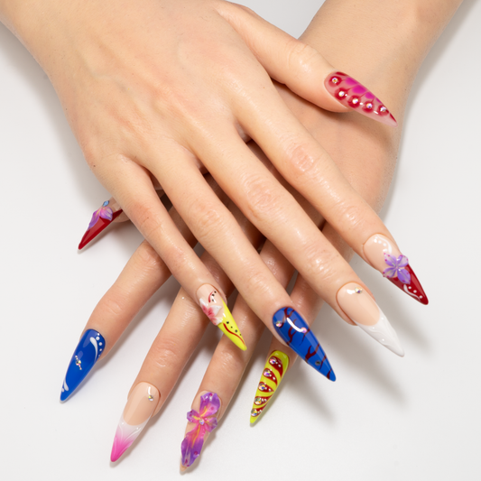 3D Flower Rhinestone Deco Press-On Nails