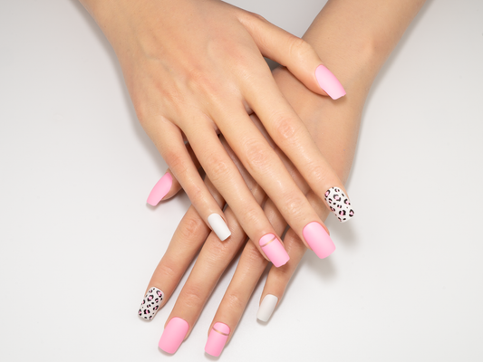 Pink Leopard Print Mix  Press-On Nails | Fun  Square Matte