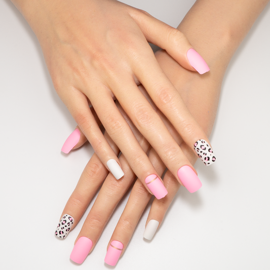 Pink Leopard Matte Square Press-On Nails