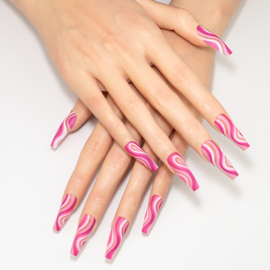 Pink Groove Long Ballerina Press-On Nails