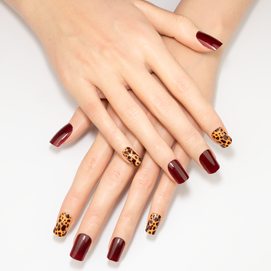 Burgundy Short Square Press-On Nails