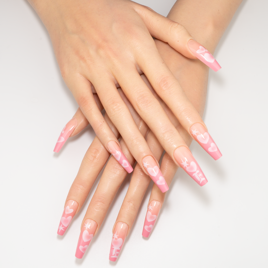 Pink Ombre Gothic Heart Press-On Nails