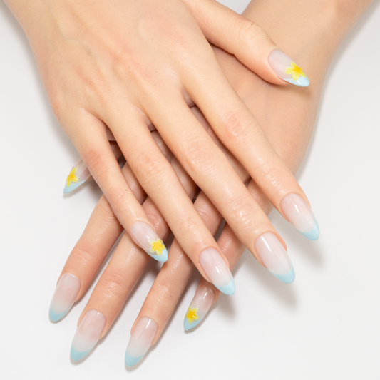 Sky Blue French Almond Press-On Nails