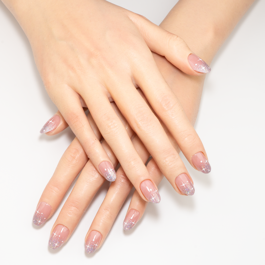 Silver Starburst Short Oval Press-On Nails