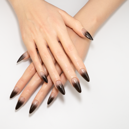 Black Ombré Press-On Nails | High Gloss Finish | Almond