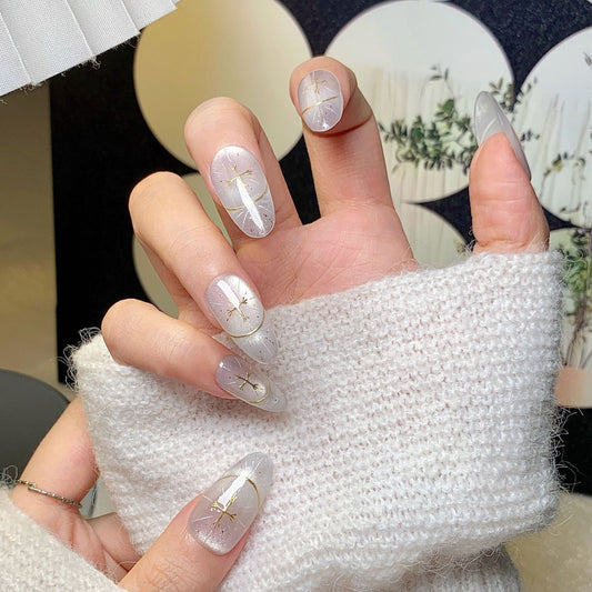 lear Glitter Gold Accent Press-On Nails