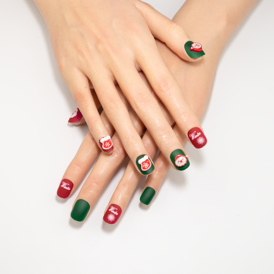 Christmas Cartoon Press-On Nails | 3D Santa Claus | Short Square