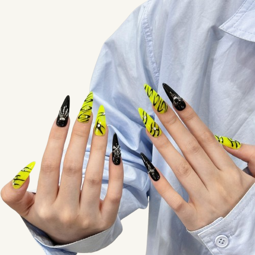 3D Skull Press-On Nails | Long Stiletto Handmade Fake Nails