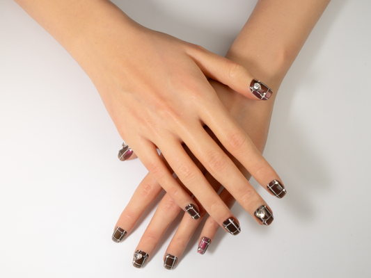 Sweetheart Trap Press-On Nails | Handmade Pink Brown Plaid Coffin
