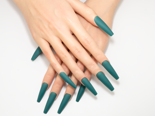 Matte Solid Color Press-On Nails | Teal Green Ballerina