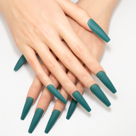 Teal Green Matte Ballerina Press-On Nails
