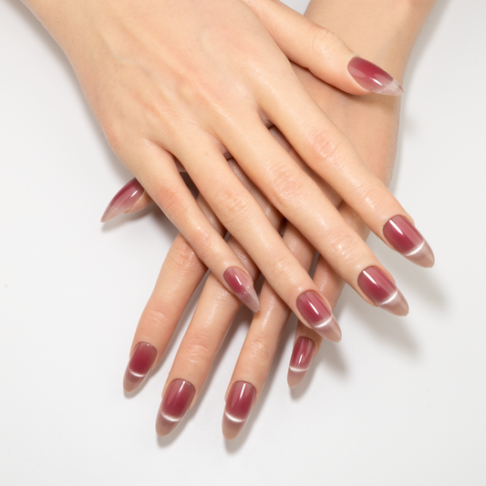 Moonlight Ombré Press-On Nails | Nude Pink Cat Eye | Almond