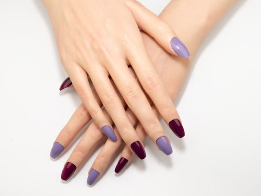 Berry Lavender Press-On Nails | Burgundy Purple Mix Ballerina
