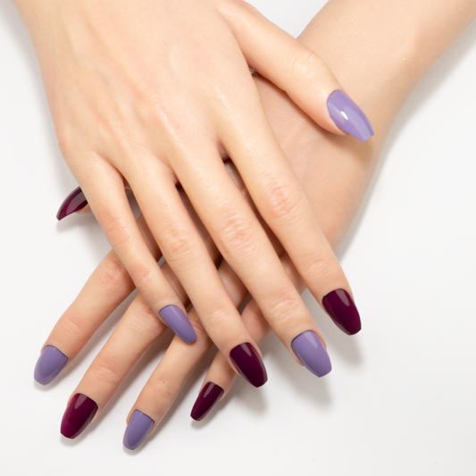 Burgundy Purple Mix Ballerina Press-On Nails