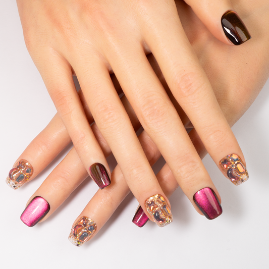 Cat Eye Crystal Shard e Press-On Nails