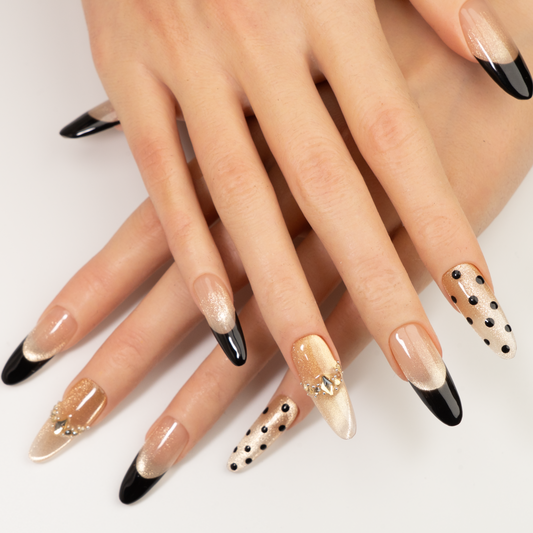 Starlight Polka Dot Oval Press-On Nails