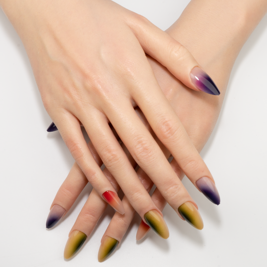 Sunset Ombre Glossy Almond Press-On Nails