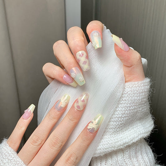 Pink-Yellow Gradient Fresh Press-On Nails