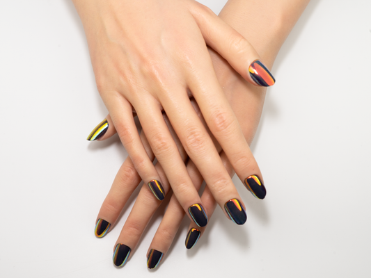 Nebula's Eye Press-On Nails | Purple Gold Chameleon Cat Eye Oval