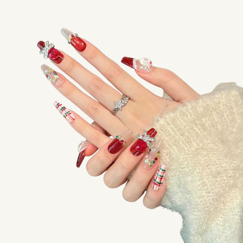 Christmas Adventure Press-On Nails | Luxury Long Handmade Fake Nails