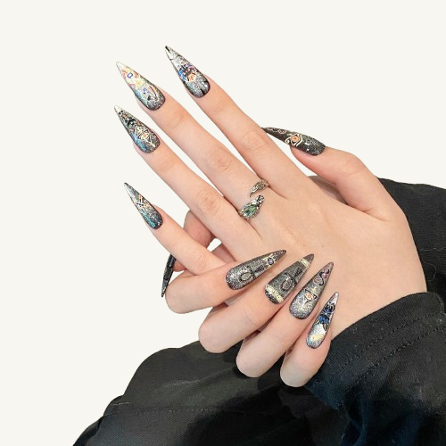 Ancient Egyptian Symbol Press-On Nails | Hand-Painted Art Stiletto