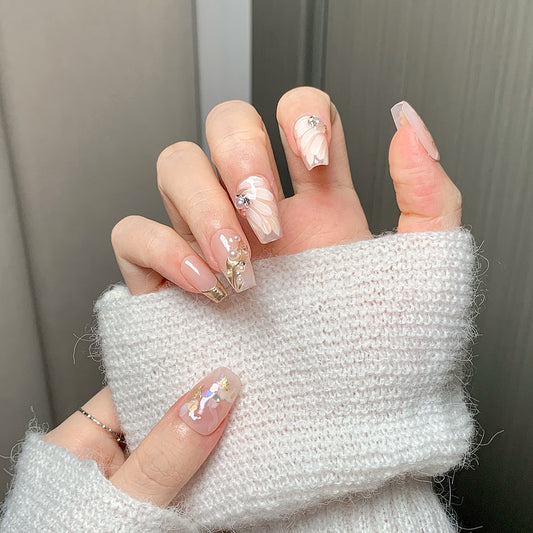 Nude Pink Luxury Pearl Press-On Nails