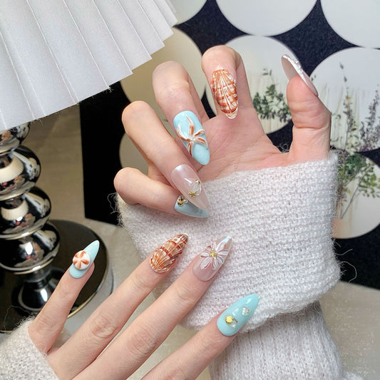 Seashell Almond Press-On Nails