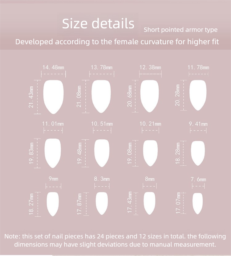Kawaii Red Knot Nails Press-Ons | Blush Shimmer Stiletto