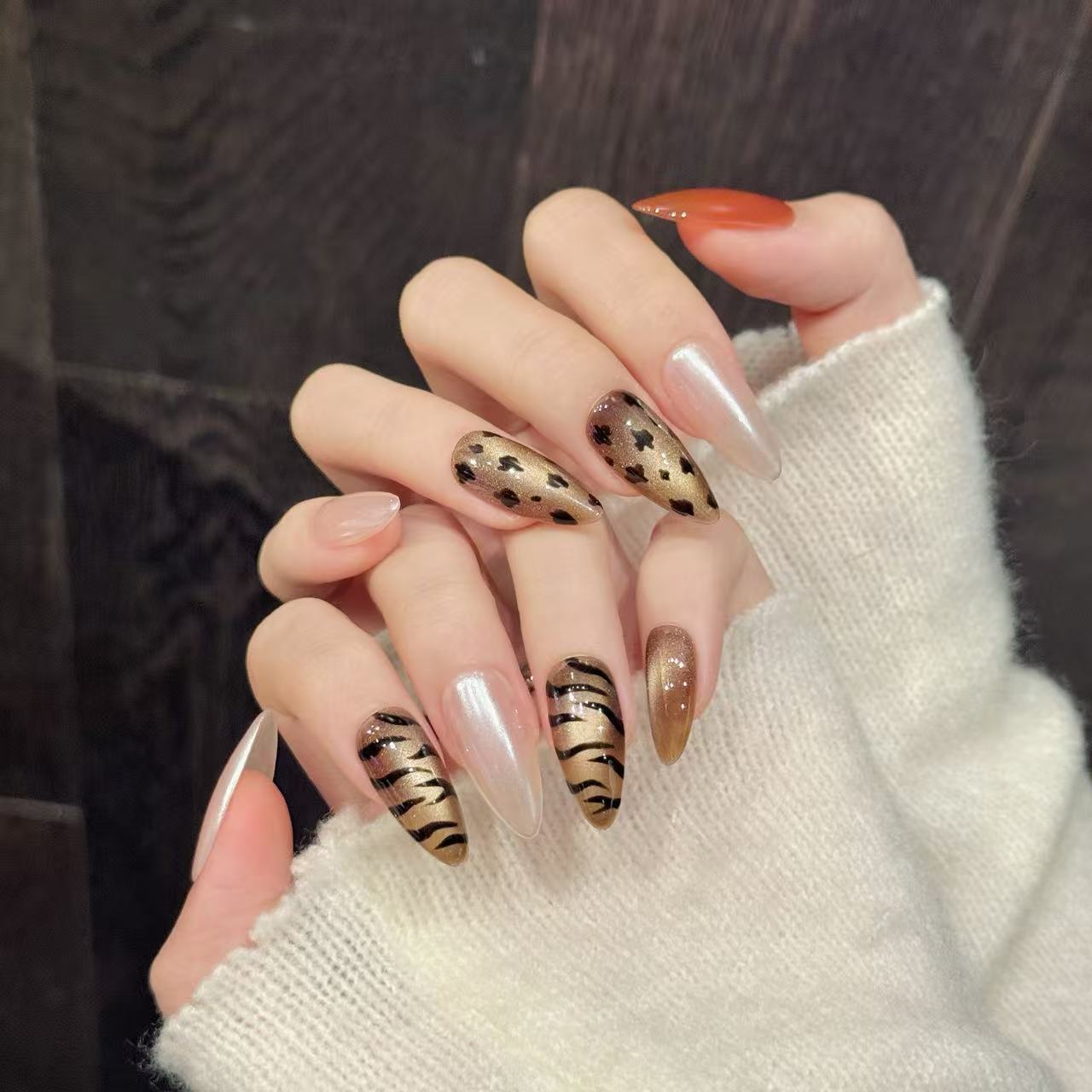 Animal Print Almond Press-On Nails