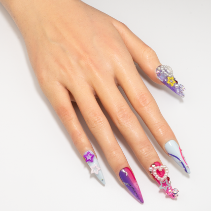 3D Star Heart Stiletto Press-On Nails