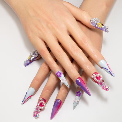 3D Star Heart Stiletto Press-On Nails