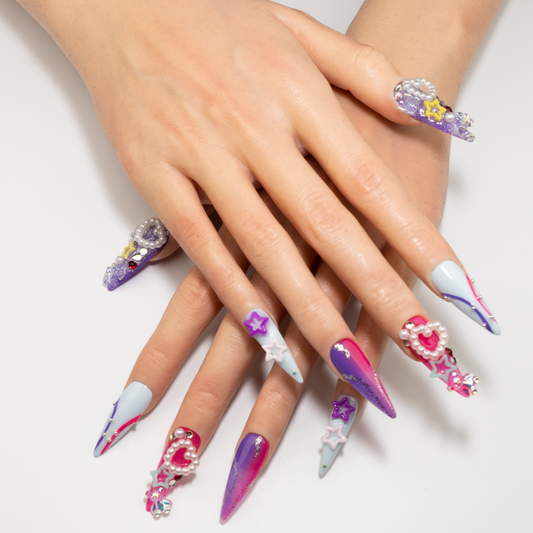 3D Star Heart Stiletto Press-On Nails