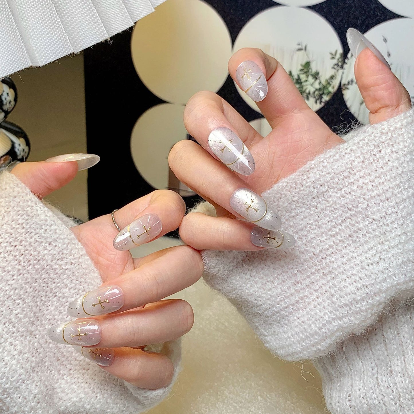 lear Glitter Gold Accent  Press-On Nails