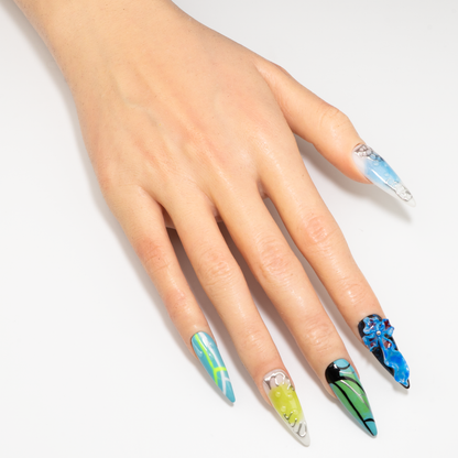 3D Flower Multi-Color Design Press-On Nails