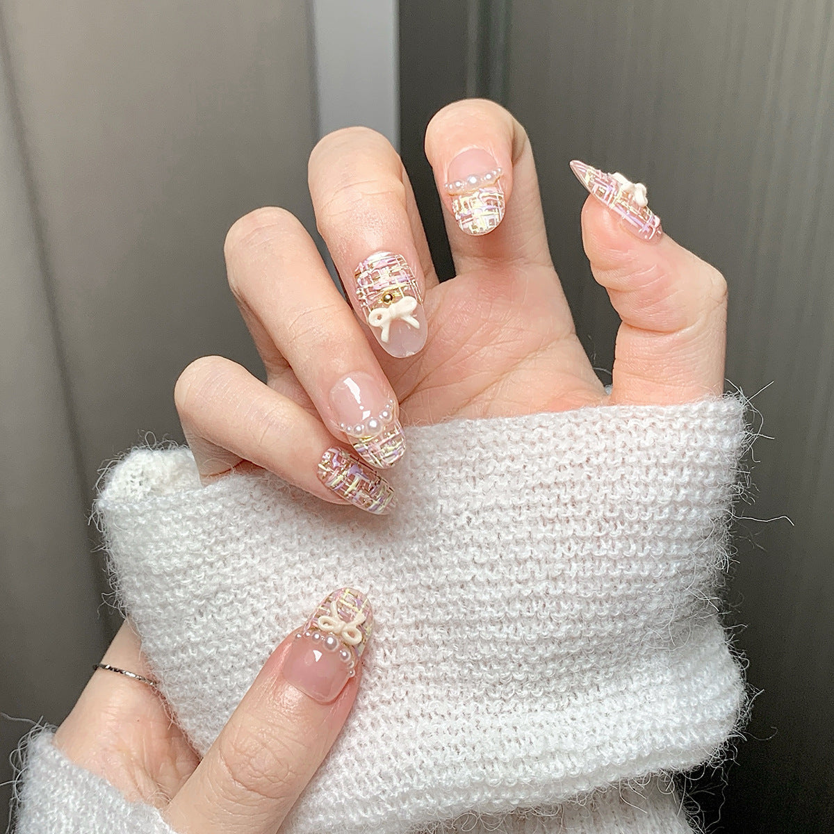 Nude Pink Chanel-Style Luxury Press-On Nails