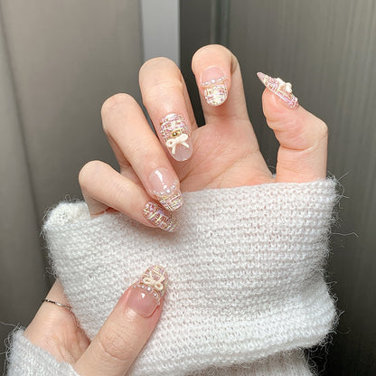 Nude Pink Chanel-Style Luxury Press-On Nails