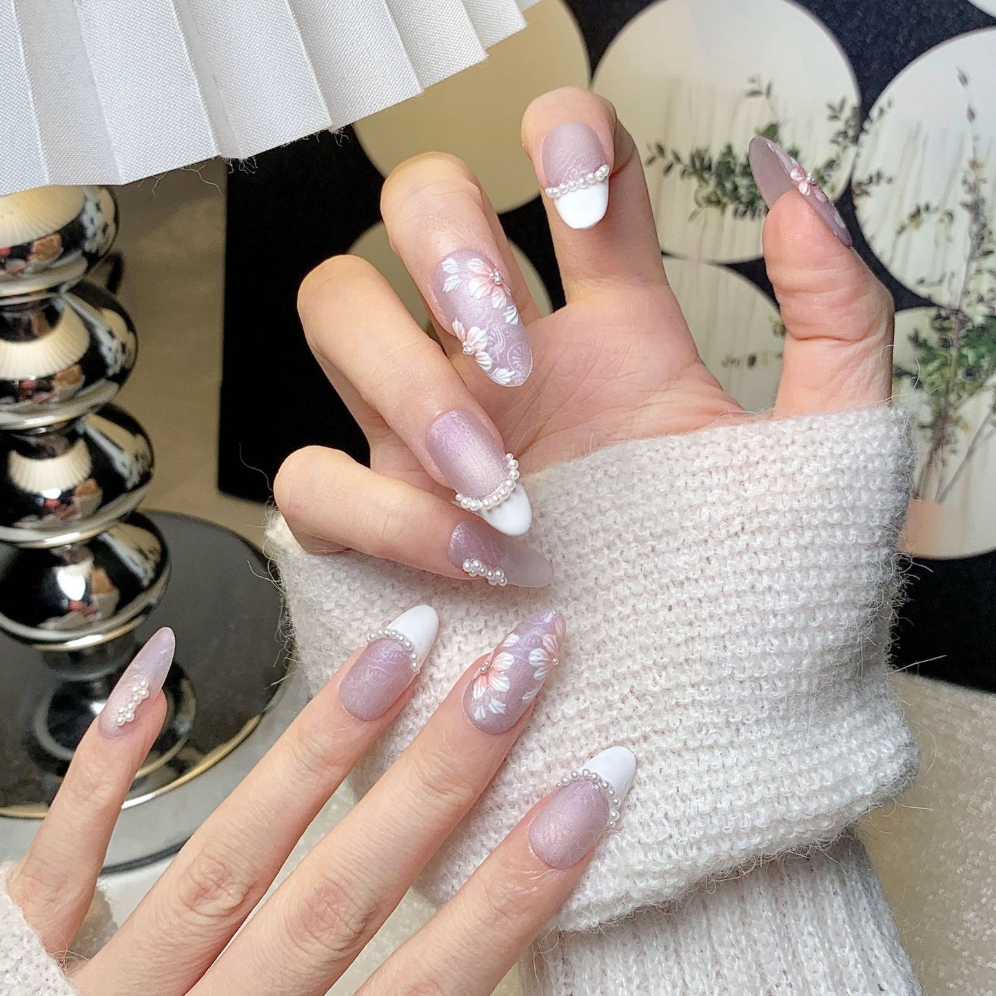Nude Pink Sakura Oval Press-On Nails
