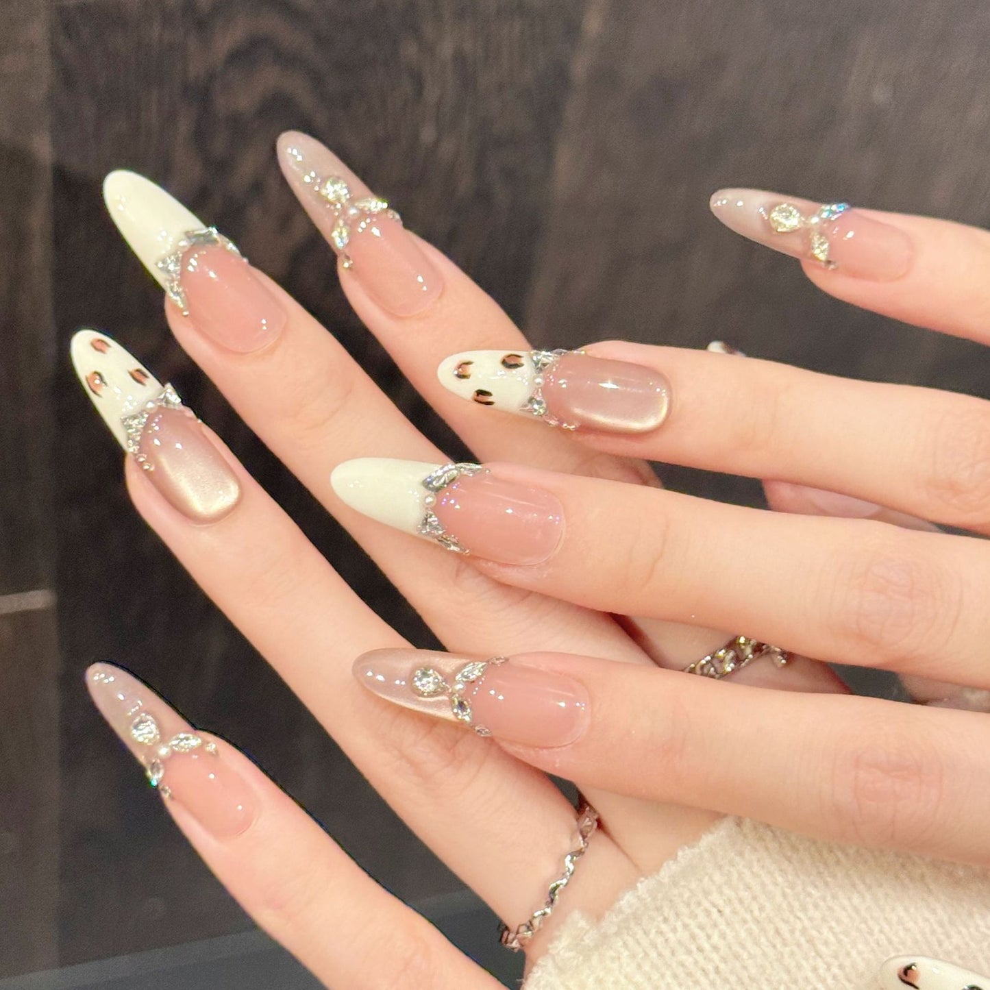 Pink Gradient Leopard Sparkle Press-On Nails