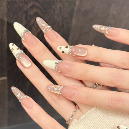 Pink Gradient Leopard Sparkle Press-On Nails