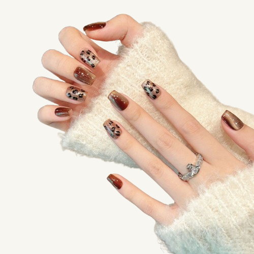 Wild Heart Press-On Nails | Handmade Sexy Leopard Cat Eye Coffin