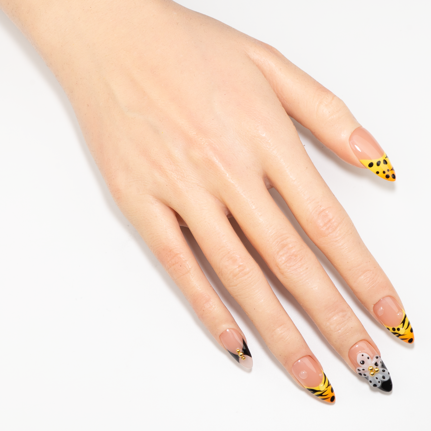 3D Polka Dot Flower Press-On Nails