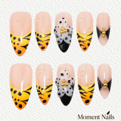 3D Polka Dot Flower Press-On Nails