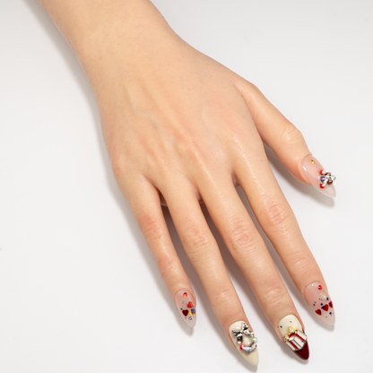 Christmas Red & White Snowman Snowflake Press-On Nails