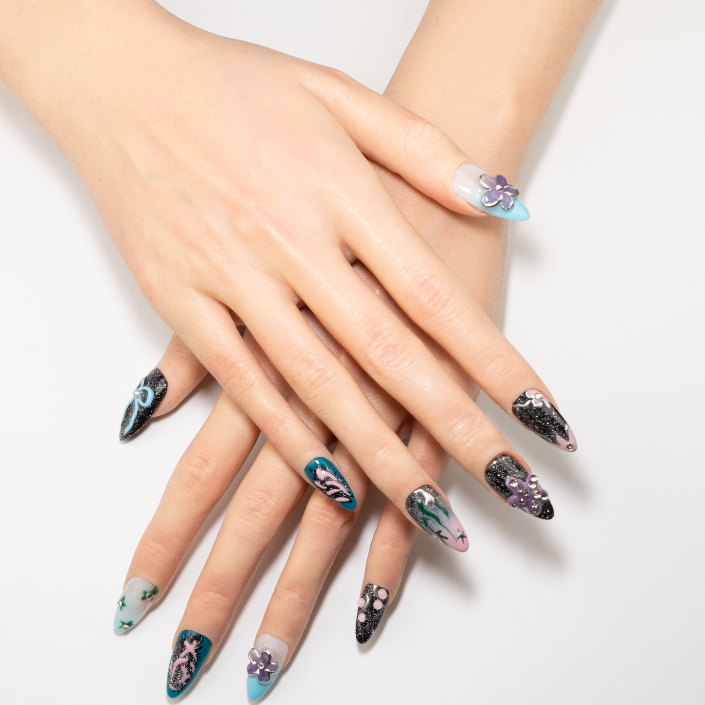 Y2K Cyber Style 3D Bow Press-On Nails