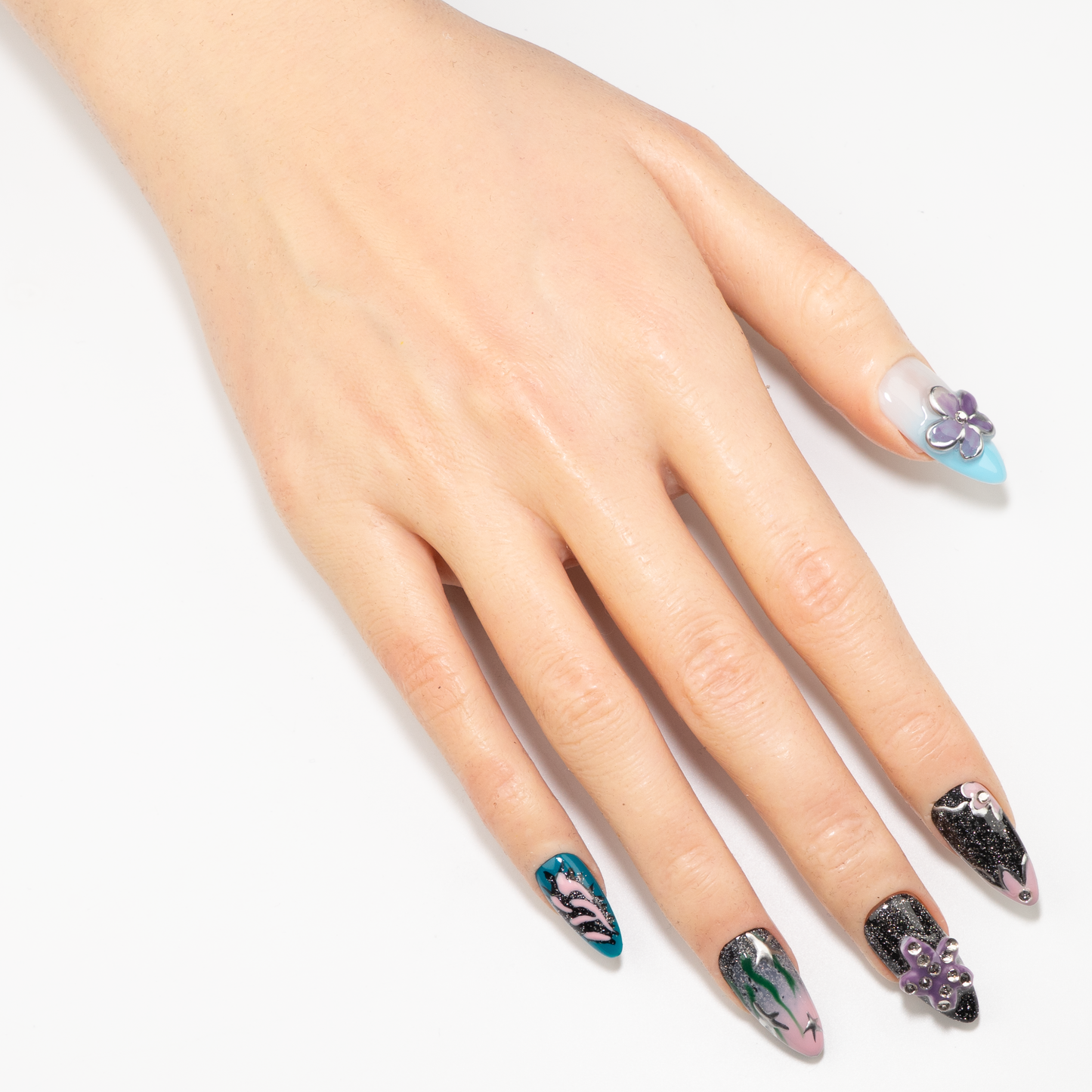 Y2K Cyber Style 3D Bow Press-On Nails