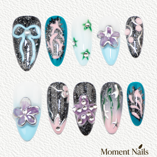 Y2K Cyber Style 3D Bow Press-On Nails